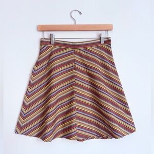 Retro Rainbow Chevron A-Line Skirt Size S